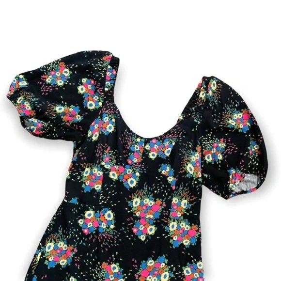 Anthropologie Scarletta Sweetheart Midi Dress Black Floral Romantic Anthro 6 - Picture 6 of 12